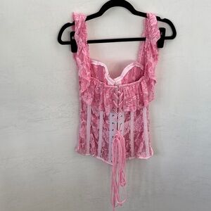 Pink Lace Corset Tank Top
